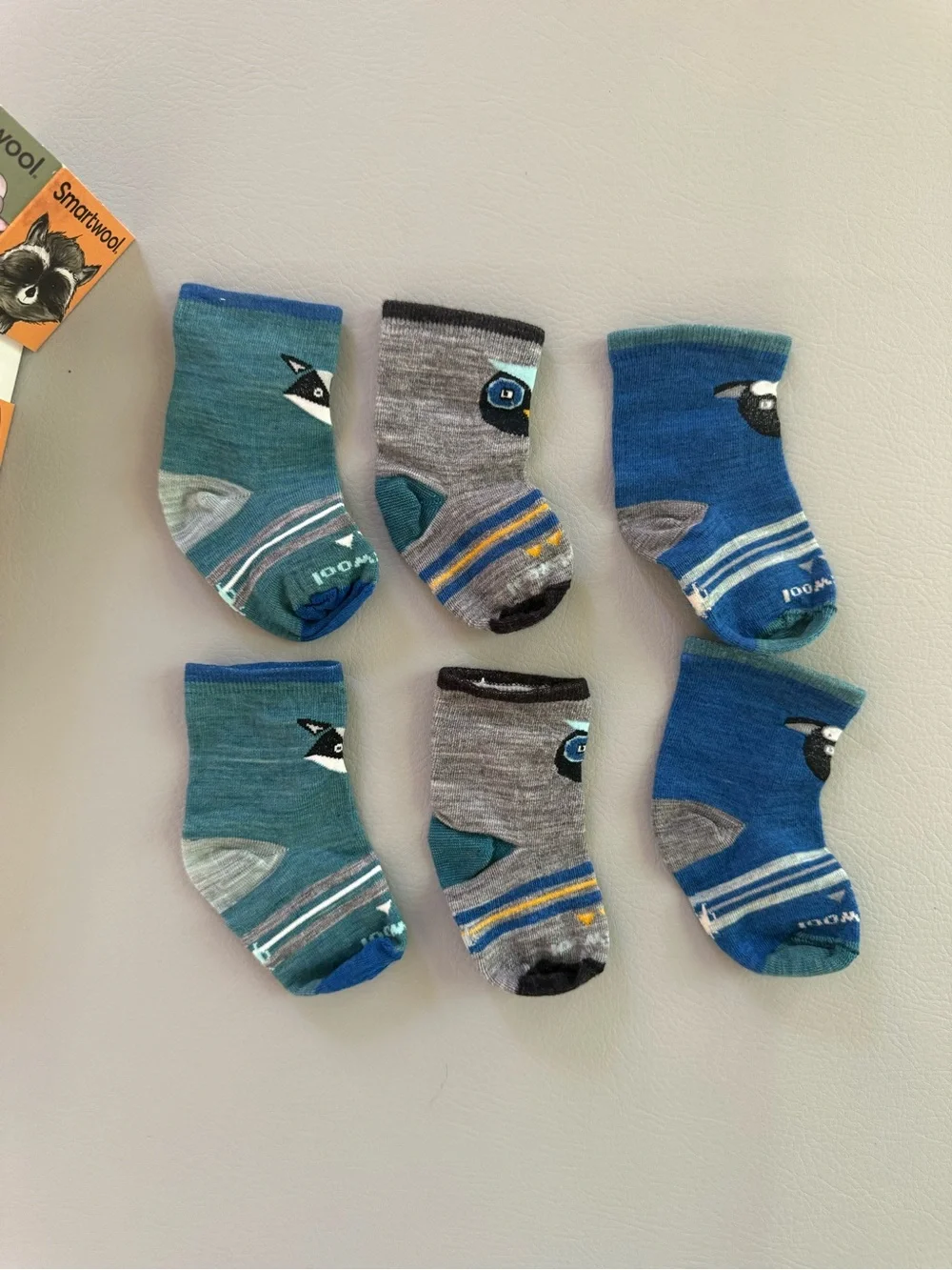 Smartwool Baby Animal Wool Socks 3 Pairs - size 12M -2T 24M - Runs snug - NEW